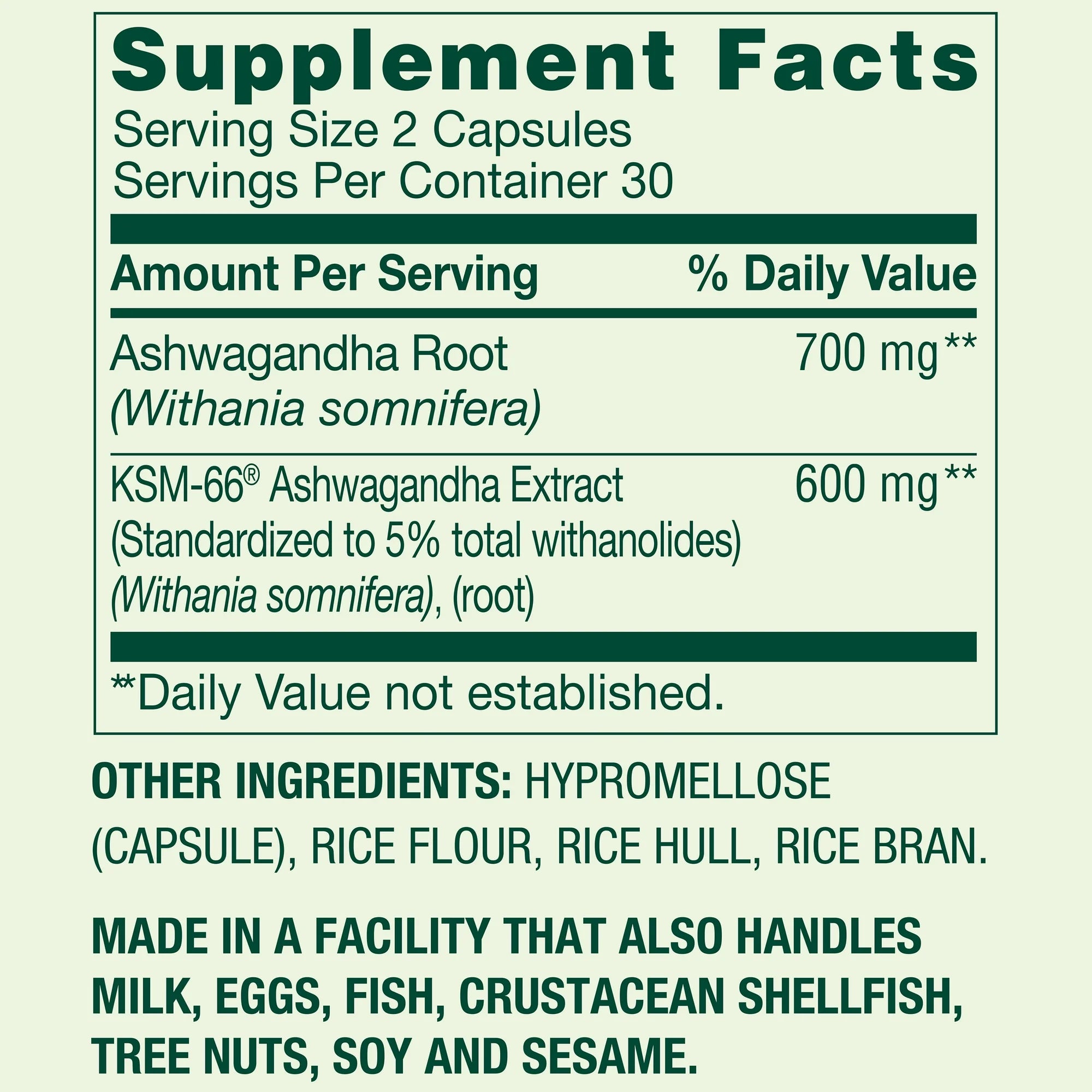 Ashwagandha 1300 mg - 60 Cápsulas