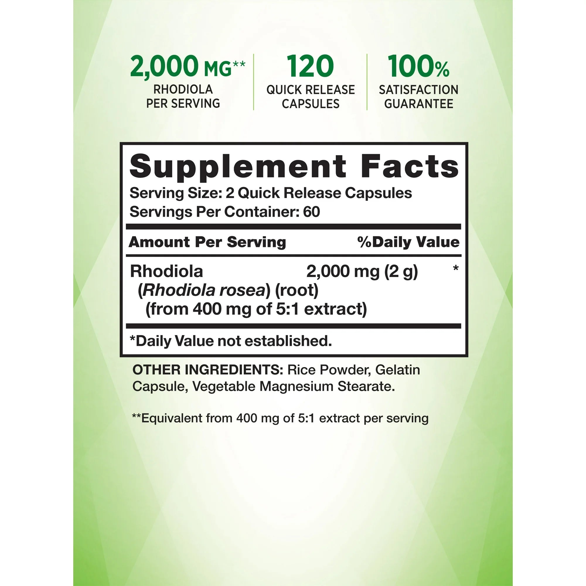 Rhodiola Root 2000 mg - 120 cápsulas