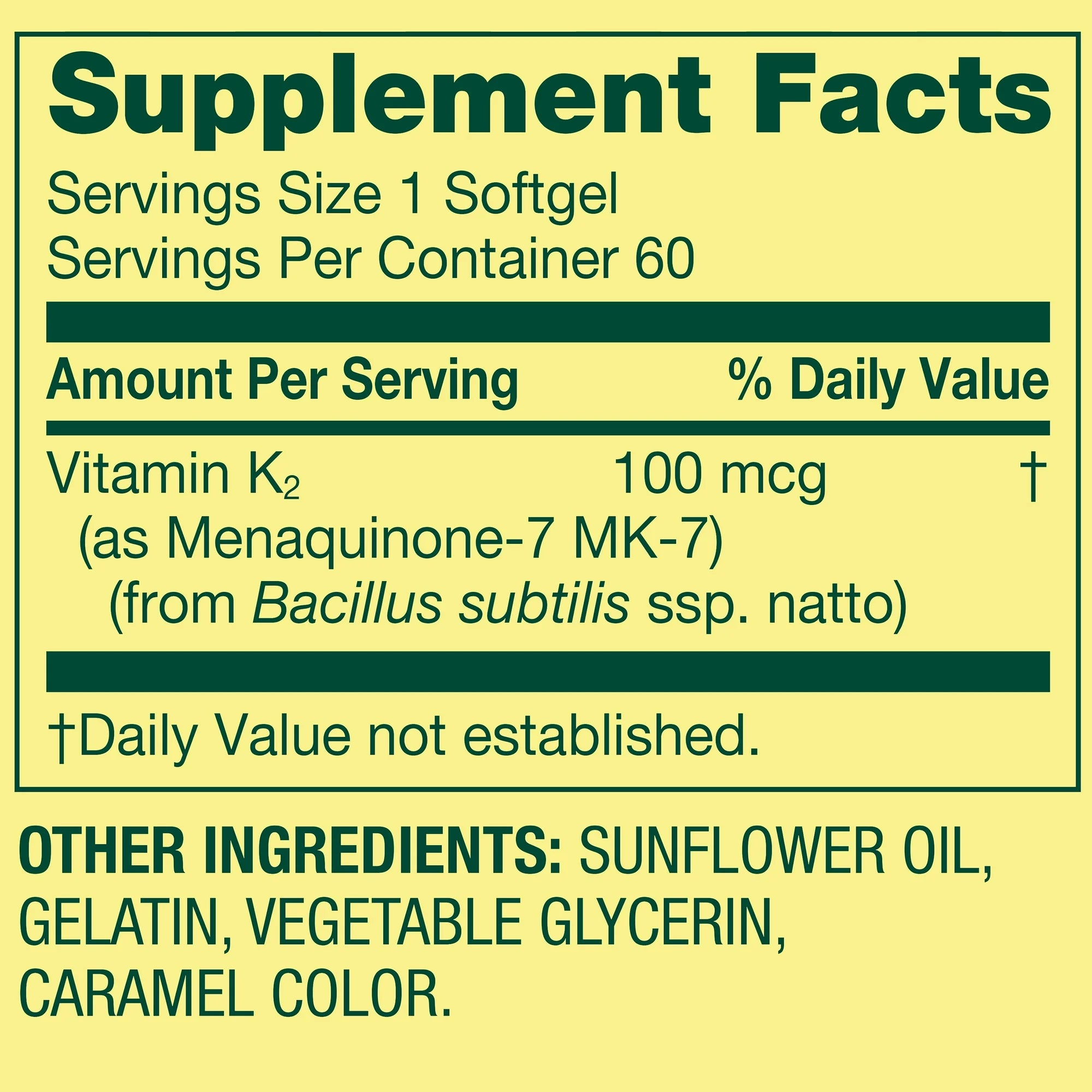Vitamina K2 100 mcg 60 tabletas